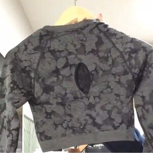 Gray and Black Floral Lace Top